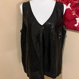 Nine West Black Relaxed fit Sequin Tank Top, size XL
